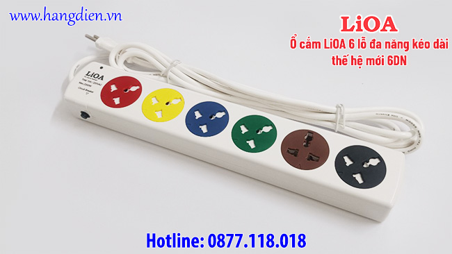 Ổ cắm LiOA 6 lỗ đa năng kéo dài thế hệ mới 6DN - Ảnh 2