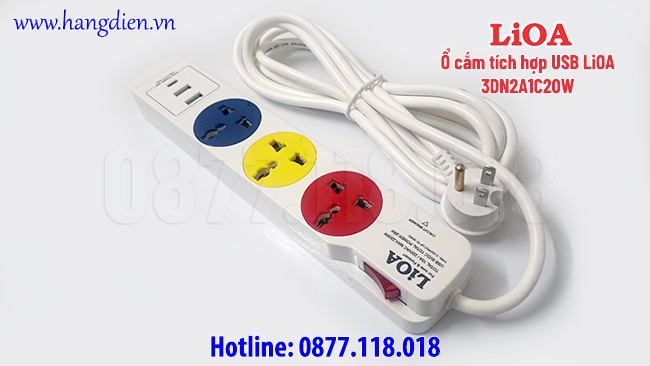 Ổ cắm tích hợp USB LiOA 3DN2A1C20W - Ảnh 3