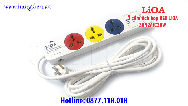 Ổ cắm tích hợp USB LiOA 3DN2A1C20W - Ảnh 2