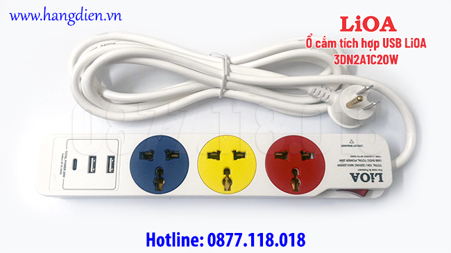 Ổ cắm tích hợp USB LiOA 3DN2A1C20W